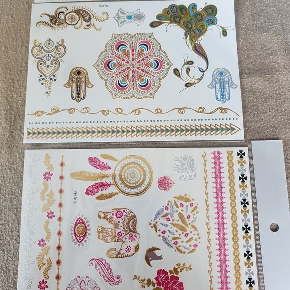 3 sheets Golden Silver Temporary Tattoo - Picture 4 of 14